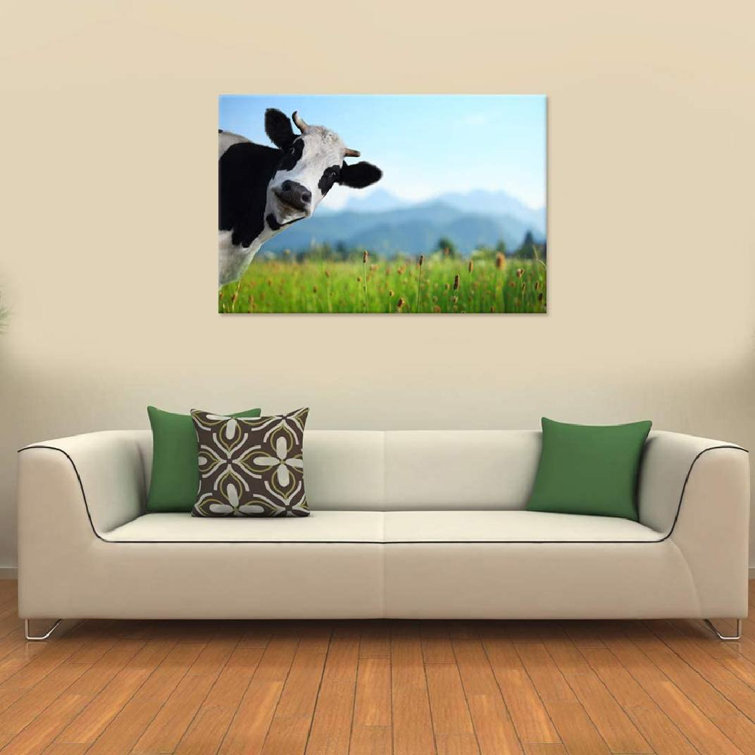 Rosalind Wheeler Farm Animal Canvas Prints Wall Art Funny Cow On Gr